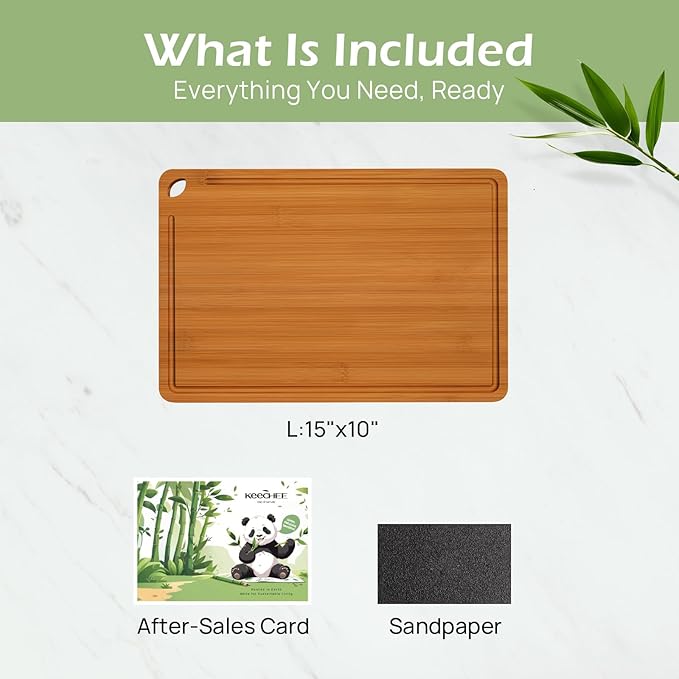 Bamboo Cutting Board 15 inches Carbonized Chopping Board With Knife-Friendly Surface & Juice Groove For Home Kitchens โ Ideal For Meat, Veggies-VerdiqueGarden
