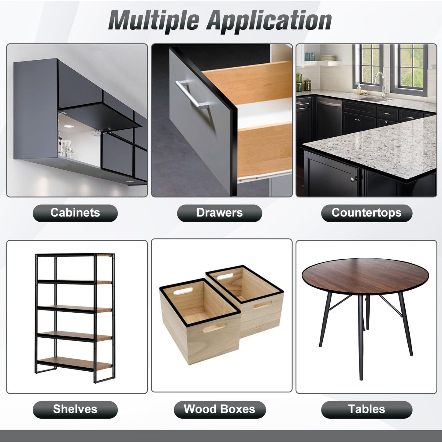 Rubber Edge Trim, Self Adhesive U Channel Edge Trim, Big Size U Shaped Trim, Edge Banding for Plywood, Woods, Shelf, Cabinet, Countertop, Fit for 1/2", Length 20Ft, Black-VerdiqueGarden