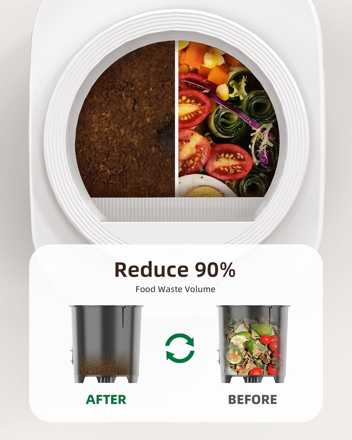 Electric Composter for Kitchen, 4L Countertop Compost Bin, Smart Composter Home Indoor Fertilizer Machine Odorless, Turn Waste to Pre-Compost for Plants-VerdiqueGarden