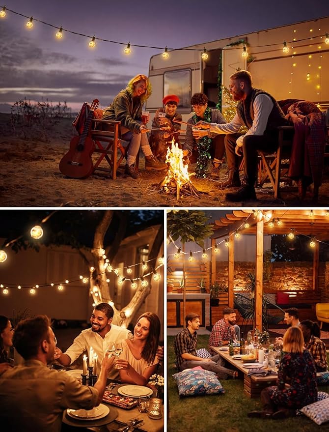 Brightown Outdoor String Lights - Globe Patio Lights 30 Ft with 15 G40 Shatterproof Bulbs, Waterproof Connectable Commercial Outdoor Lights for Backyard, Bistro, Porch, Cafe, Deck-VerdiqueGarden