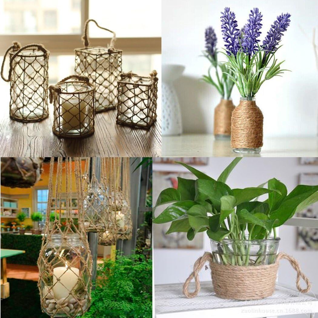 328 Feet Natural Jute Twine 3 Ply Gift Wrapping String DIY Rope Garden Twine Cord for Arts Crafts and Gardening Applications-VerdiqueGarden