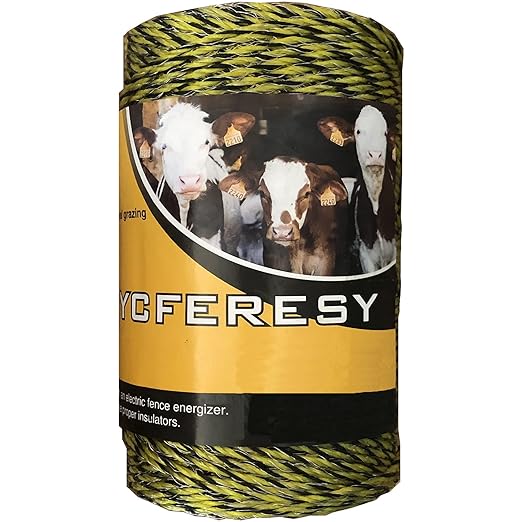 Electric Fence Polywire 656 Feet,200 Meter,6 Stainless Steel Strands for Reliable Conductivity and Rust Resistance,Portable Electric Fence Rope-VerdiqueGarden