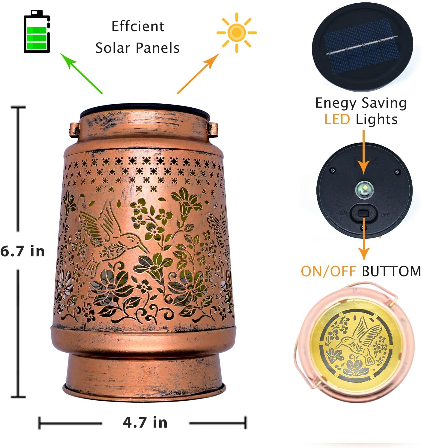 Solar Lanterns Outdoor Waterproof, Hummingbird Hanging Solar Lanterns Birthday Gifts for Women Mom Grandma, Garden Decor for Patio Yard Lawn Backyard Porch-VerdiqueGarden