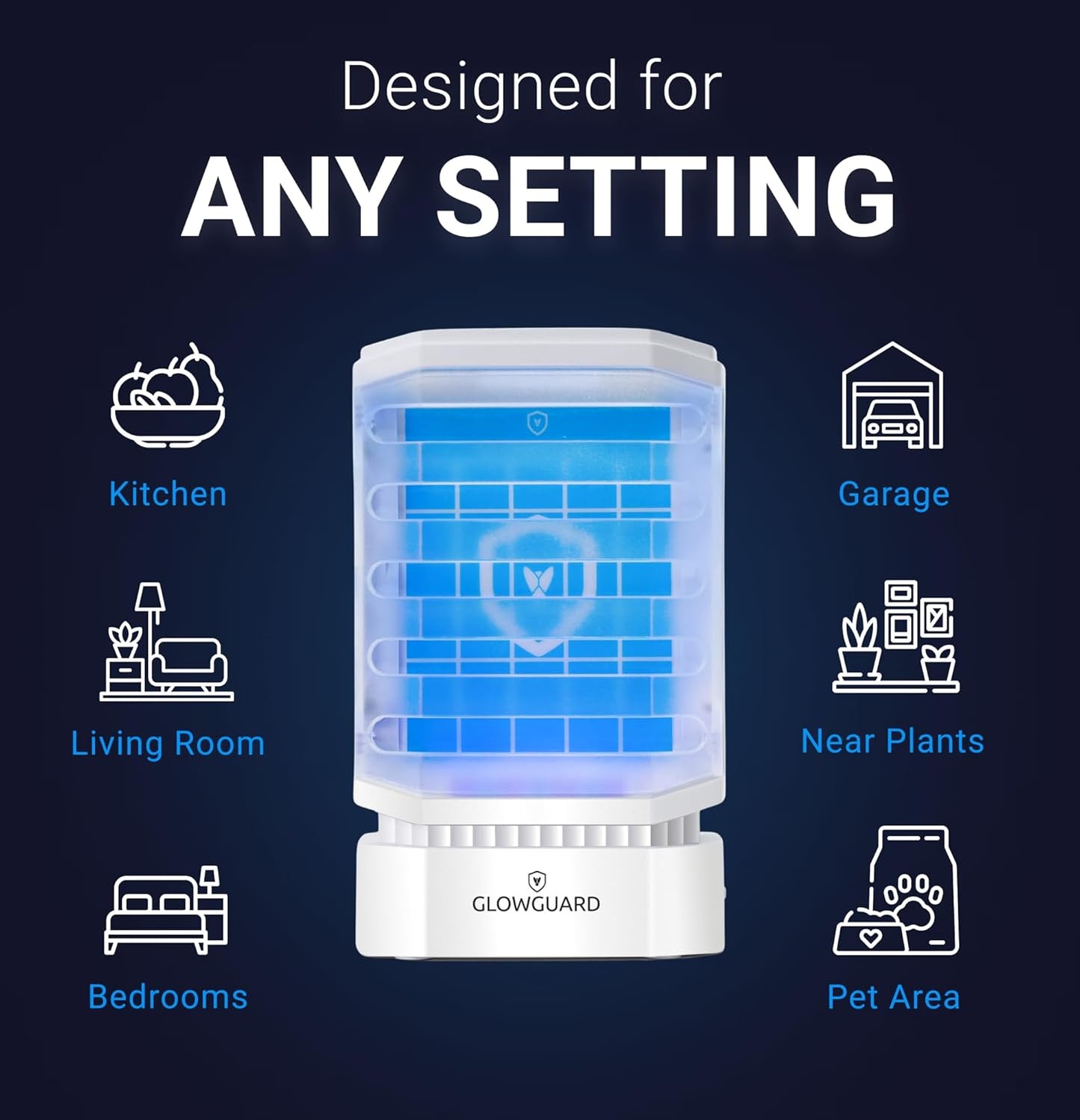 GlowGuard Cordless Flying Insect Trap Catches Fruit Flies, Indoor Gnat Killer, Magnet for Moths & Mosquitos in Dark, 1 Rechargeable Bug Trap + 4 Dual-Sided Sticky Pad Refills, 30hr Battery (White)-VerdiqueGarden