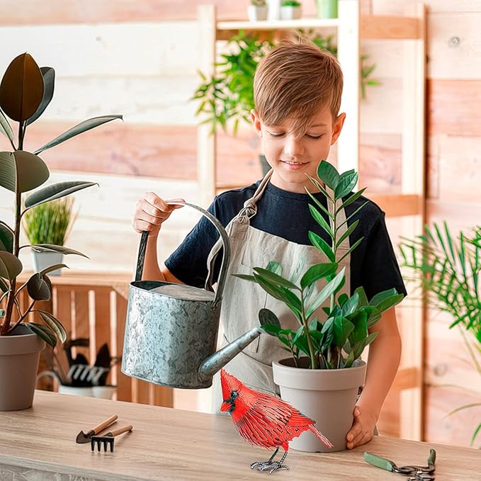 Shefio Cardinal Garden Decor - Metal Cardinal Yard Decor - Large Red Bird, Unique Yard Art - Outdoor Statues - Garden Sculptures & Statues-VerdiqueGarden