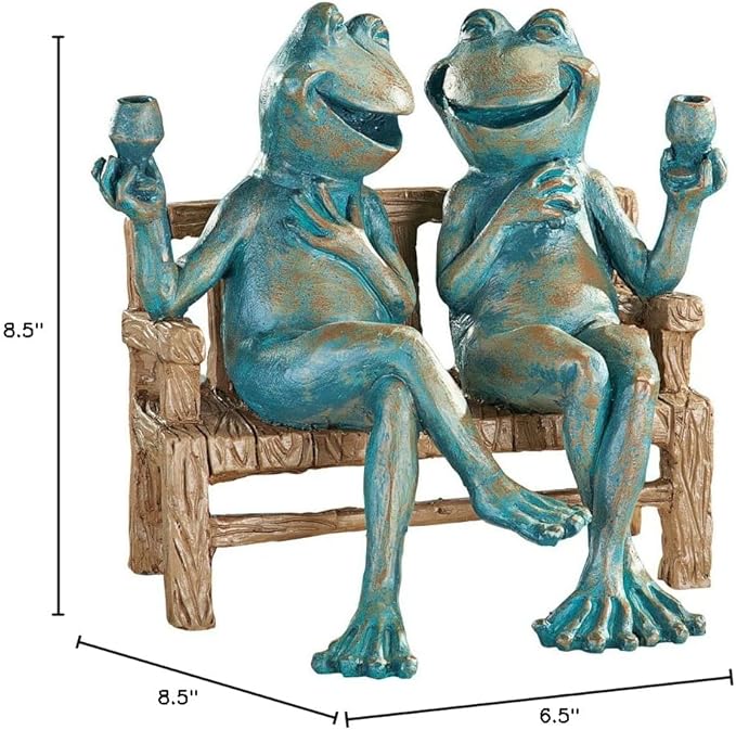 Snoogg 454dgs Happy Hour Frogs Garden Statue, Red-VerdiqueGarden
