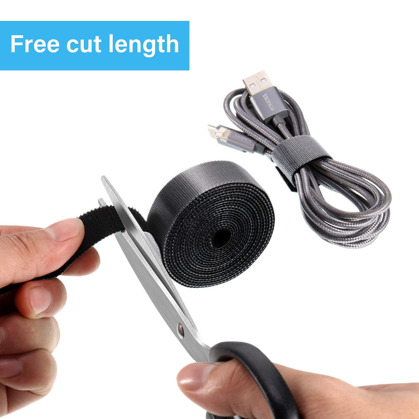 WILLBOND 3/4 Inch x 90ft Fastening Tape Cable Ties Reusable Fastening Nylon Tape Double Side Hook Roll Hook and Loop Straps Wires Cords Management Wire Organizer Straps (Black)-VerdiqueGarden