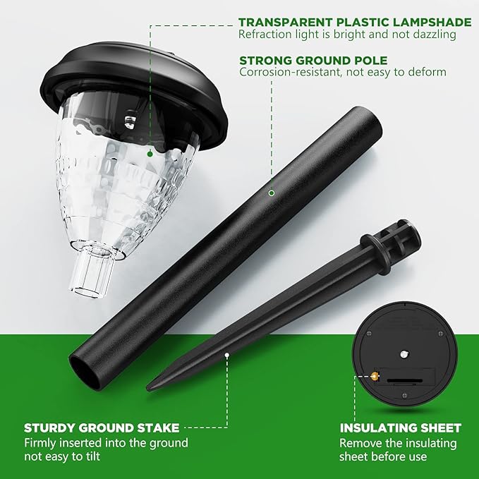 Super Bright Solar Lights, Waterproof 10 Pack, Dusk to Dawn Up to 12 Hrs Solar Powered Outdoor Pathway Garden Lights Auto On/Off, LED Landscape Lighting Decorative for Walkway Patio Yard-VerdiqueGarden