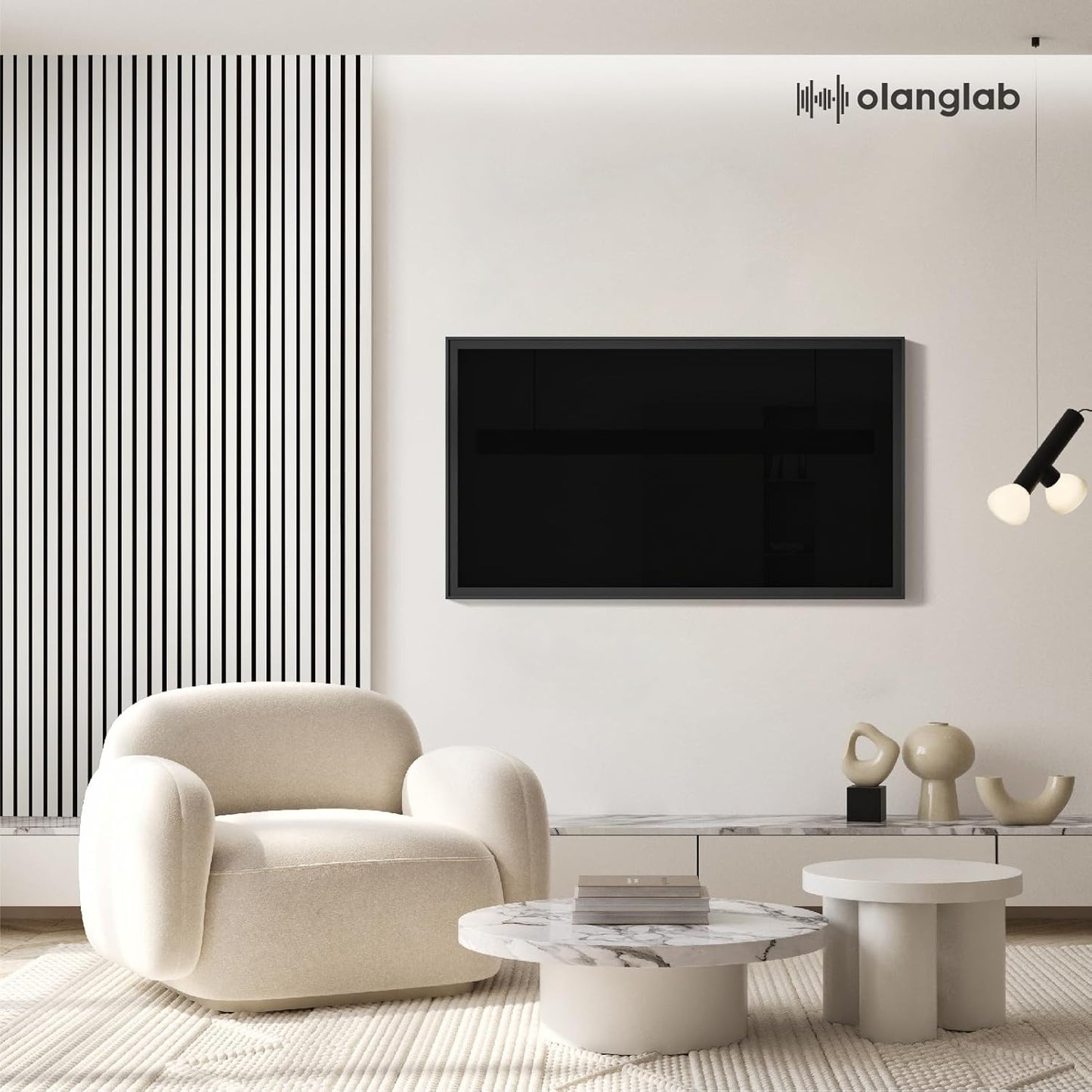 Olanglab Wood Slat Wall Panels, Wooden Acoustic Wall Panels, 94.5"x12.6" Each 3D Wall Panels for Interior Wall Decor, 4 Pack in Total 94.5"x50.4" (Gloss White)-VerdiqueGarden