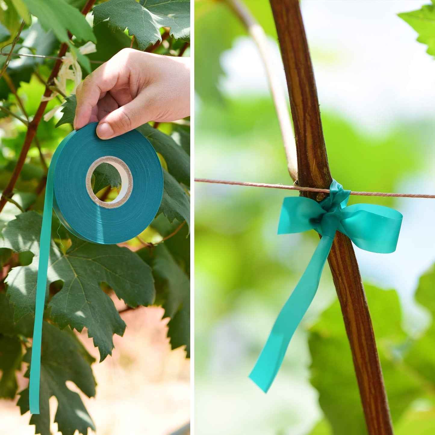 10 Pcs 150 Feet x 1/2" Wide Stretch Tie Tape Green Plant Garden Tie, Garden Vinyl Stake for Branches, Climbing Planters, Flowers-VerdiqueGarden