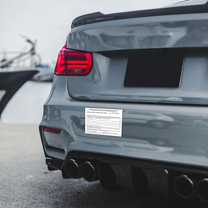 Annual Vehicle Inspection Label 50 Pack Interior Vehicle Inspection 2-Ply Adhesive Vinyl with Mylar Laminate 5" x 4" Meet DOT Requirements-VerdiqueGarden