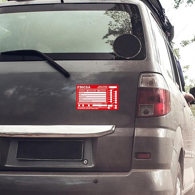 50-Pack Annual Vehicle Inspection Label 1.6 mil Aluminum Red FMCSA Label with Permanent Self Adhesive 6" x 3.5" DOT Compliant-VerdiqueGarden