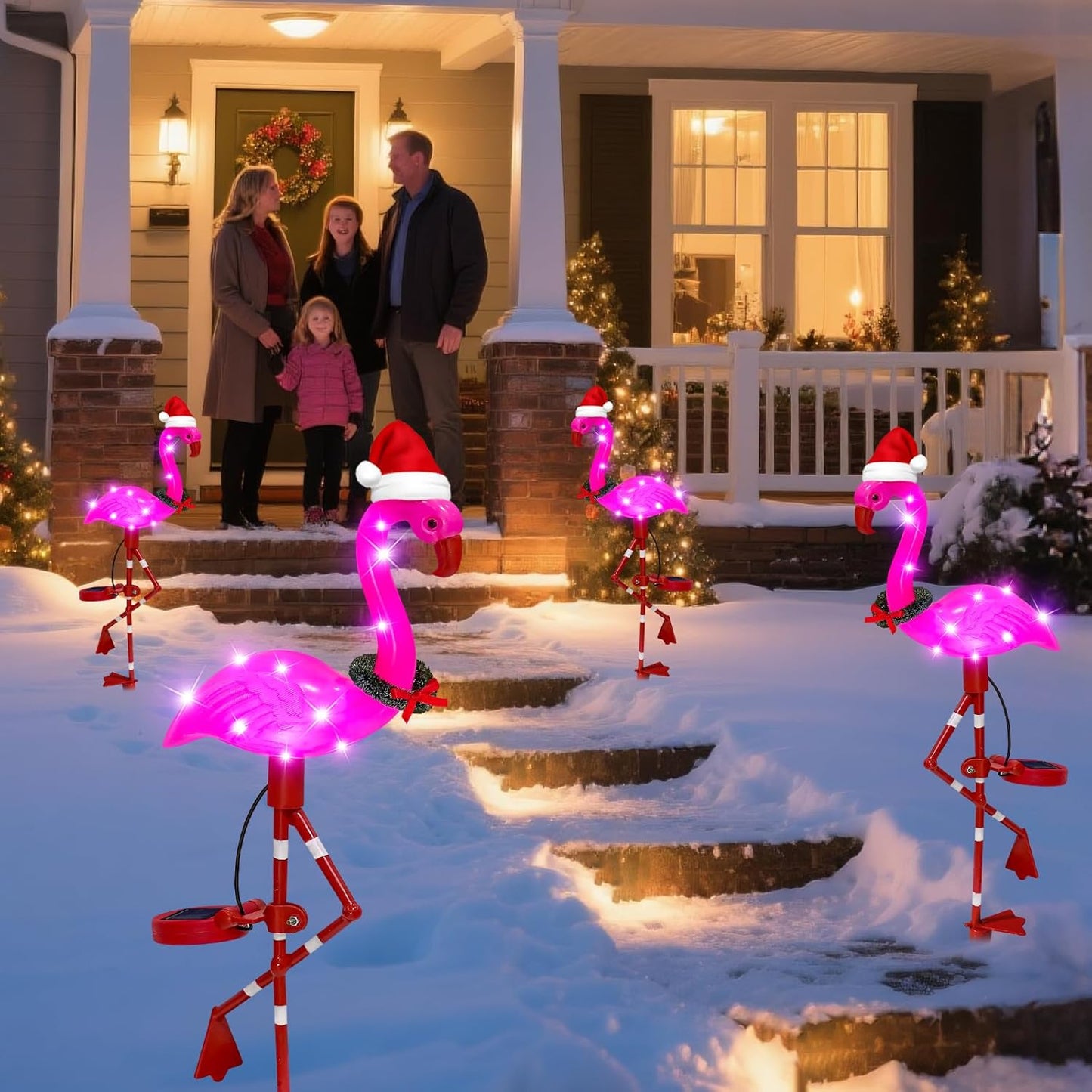 Solar Garden Lights Christmas Decorations Outdoor Waterproof,2 Packs Solar Flamingo Light,Birthday Xmas Gifts for Women Mom,Pink Flamingo Garden Statue,Decorative Lights for Yard Art Patio Porch Lawn-VerdiqueGarden
