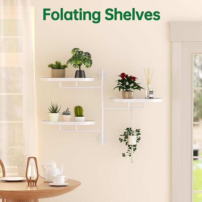 Rotating Window Plant Shelves for Multiple Plants Indoors,3-tier Metal Corner White Plant Stand Holder Floating Plant Shelf for Wall,Windows Sill Gifts for Plant Lovers to Enhance Home Decor-VerdiqueGarden