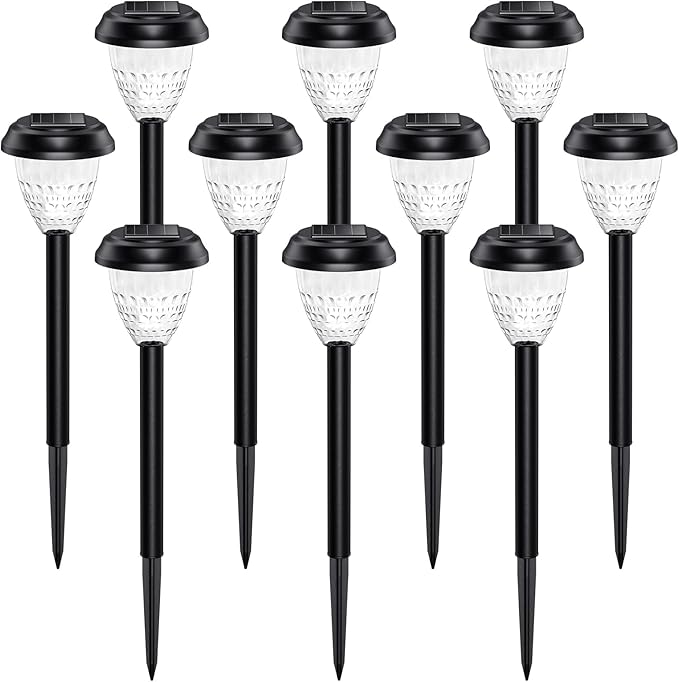 Super Bright Solar Lights Outdoor Waterproof 10 Pack, Dusk to Dawn Up to 12 Hrs Solar Powered Pathway Garden Lights Auto On/Off, LED Landscape Lighting Decorative for Walkway Patio Yard-VerdiqueGarden