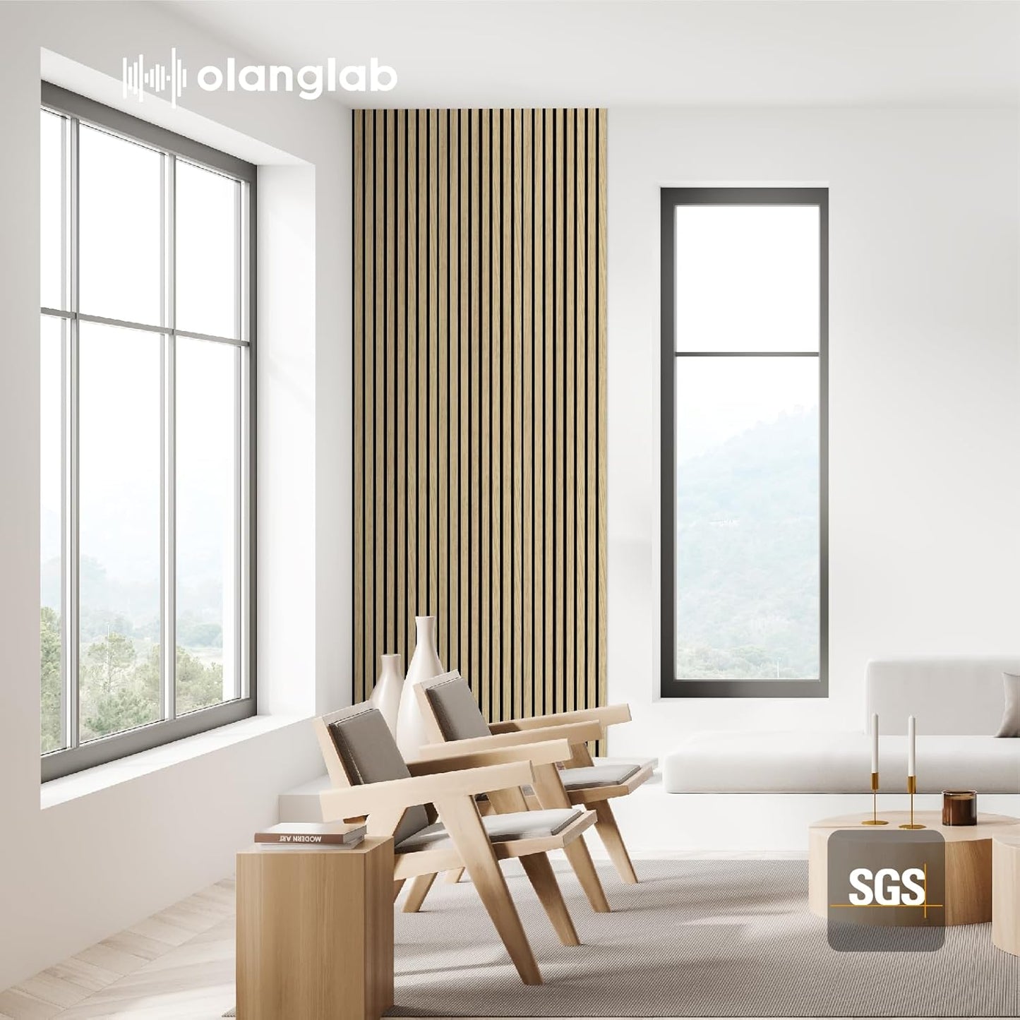 Olanglab Wood Slat Wall Panels 4 Pack, Wooden Acoustic Wall Panels, 94.5"x12.6" Each 3D Wall Panels for Interior Wall Decor (Warm Oak-Extendo Trio)-VerdiqueGarden