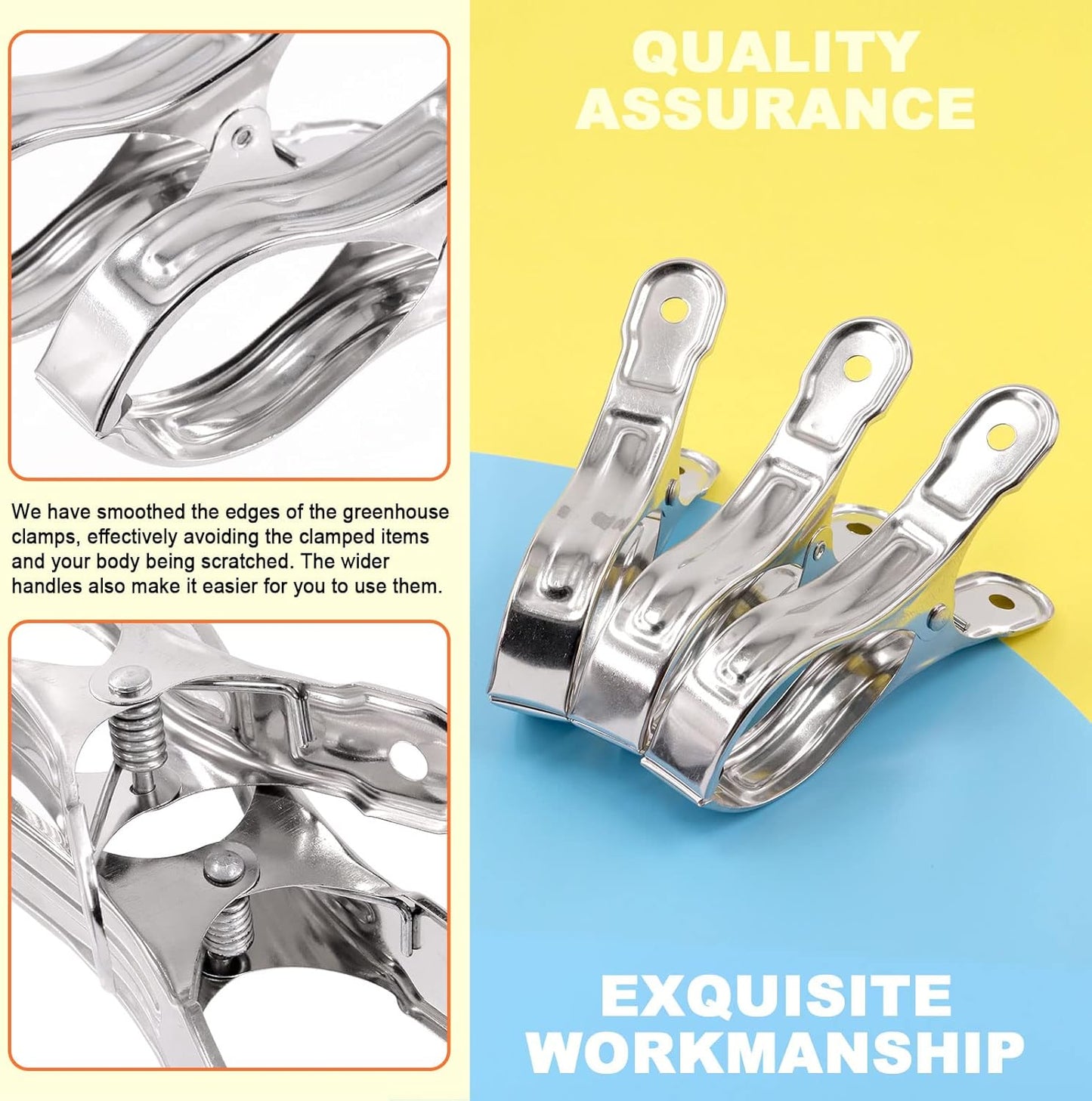 Tanstic 20Pcs 5.1 Inch Stainless Steel Greenhouse Clamps Garden Clips Greenhouse Clips Heavy Duty Garden Clips with Strong Grip and Large Open Mouth for Netting Holding-VerdiqueGarden