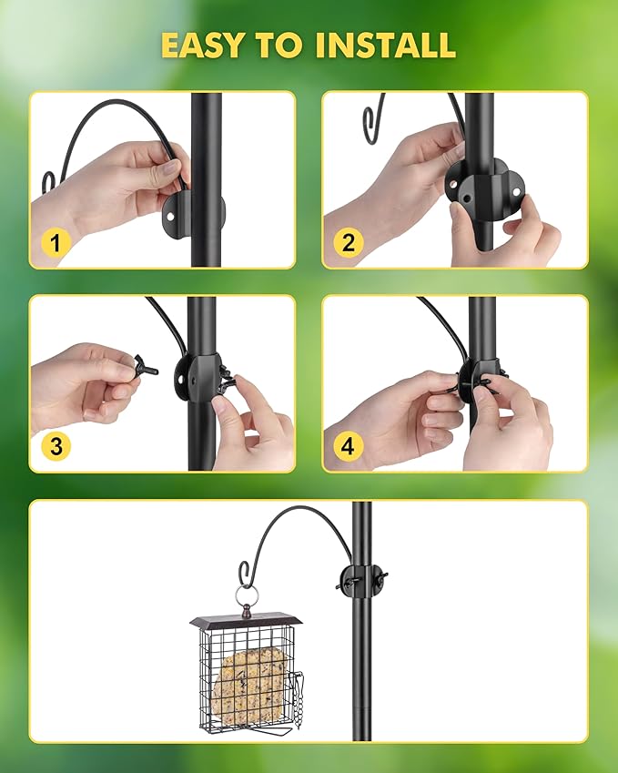 iBorn Bird Feeders Hangers for 1” Pole Stand Station Outdoor Hanging Hooks for Humming Bird Feeders for Outside Plant Hanger Hook Bracket Kit 12.2 Inch Long Metal Hooks for 1 Inch Pole, Pack of 2-VerdiqueGarden