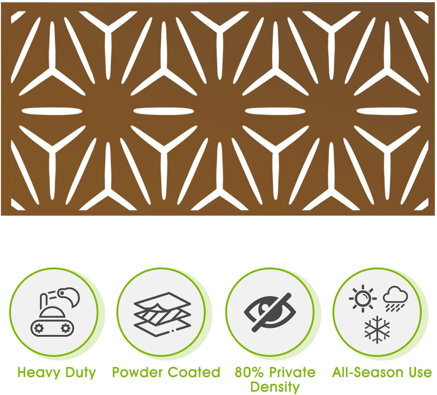 Metal Privacy Screen Outdoor 72" H×47" W,Freestanding Decorative Privacy Screen for Balcony Yard&Garden,Privacy Fence-Brown&Star-VerdiqueGarden