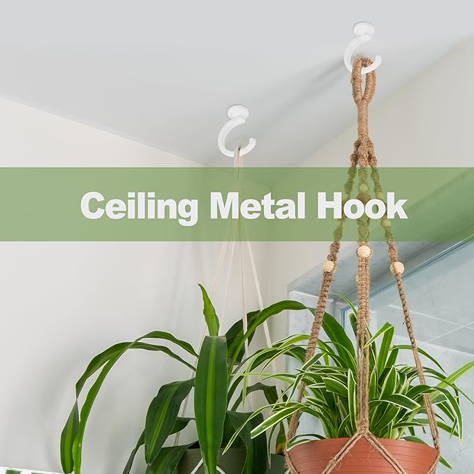 4pcs Ceiling Hooks for Hanging Plants, Lights - Metal Small Heavy Duty Indoor/Outdoor Wall Plant Hanger Swag Hooks-VerdiqueGarden