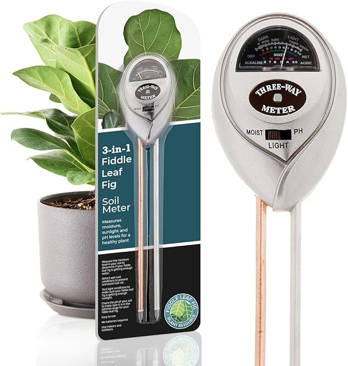 Houseplant Resource Center Fiddle Leaf Fig 3-in-1 Soil Moisture Meter for Plants – Best Indoor Plant Water Meter for Potted Houseplants - Light & Moisture Sensor Probe for Optimal Growth-VerdiqueGarden