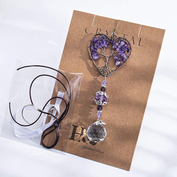 H&D HYALINE & DORA Sun Catcher Crystal Tree of Life Rainbow Maker Drops Hang for Window, Home Decor, Car Charms-VerdiqueGarden
