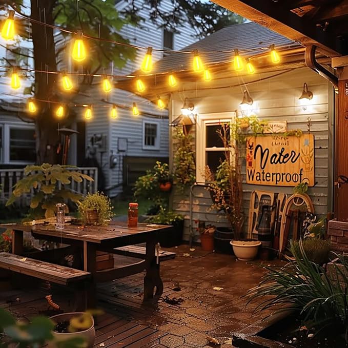 50FT Outdoor String Lights with Remote, Garden Patio Decor with 2500K Warm White, 25+1 LED Edison Bulbs, Support Timer Dimmable Waterproof Shatterproof for Yard Outside Porch Deck Indoor-VerdiqueGarden