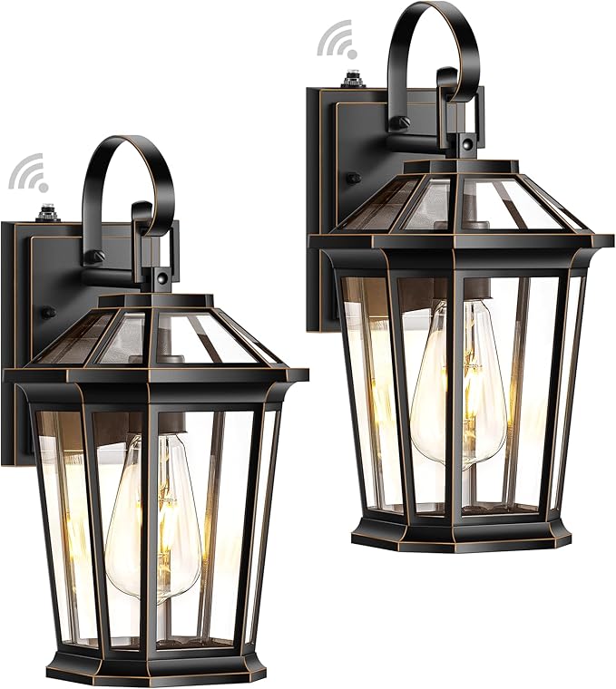 VIANIS Dusk to Dawn Exterior Light Fixture, Waterproof Outdoor Wall Sconce Porch Light for House, 100% Anti-Rust Aluminum Outside House Lights, Farmhouse Coach Lantern for Garage, Front Door 2Pcs-VerdiqueGarden