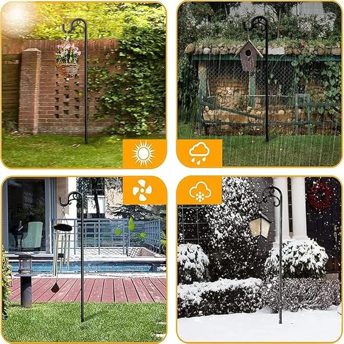 Shepherds Hook for Bird Feeders for Outside, 92 Inch Adjustable Shepards Hooks for Outdoor (2pcs), Heavy Duty Humming Bird Stand Feeder Pole, Metal Garden Hooks Hanger for Outdoor Décor-VerdiqueGarden