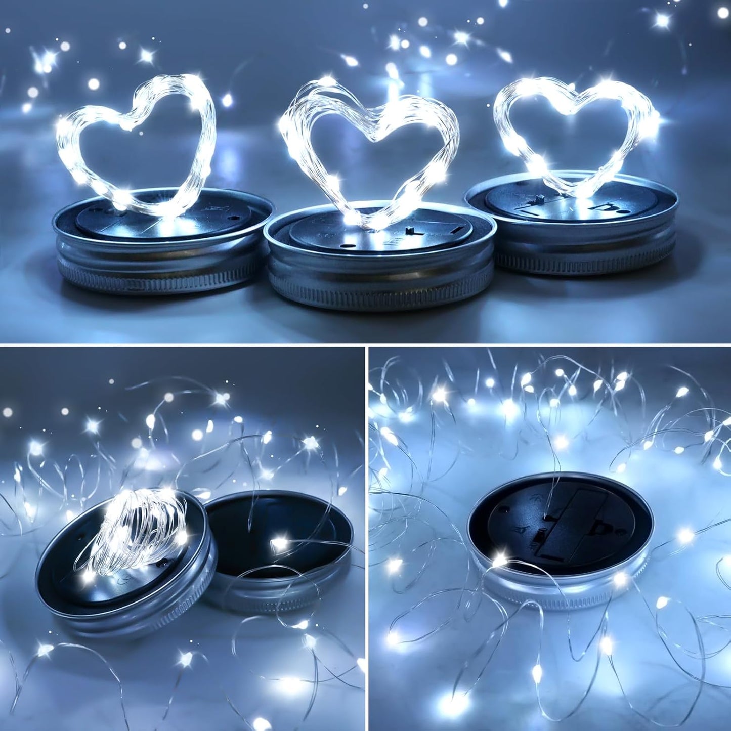 ZNYCYE Mason Jar Solar Lights for Outside, 12 Pack 30LED Fairy Lights Mason Jar Solar Lids Outdoor Waterproof String Lights with Hangers(NO Jars) for Patio Garden Yard Lawn Decoration - Cool White-VerdiqueGarden