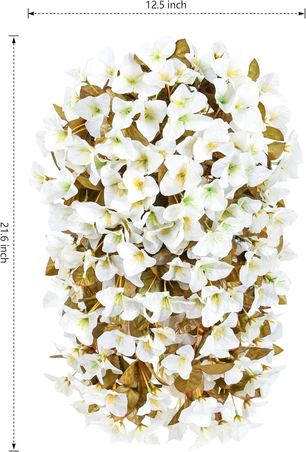 Bougainvillea Artificial Fall Hanging Flowers Plants for Outdoors Autumn Decoration, 2pcs Faux Bougainvillea Vines White Fake Flowers Realistic UV Resistant Silk Flowers for Outside Planter Yard Home-VerdiqueGarden