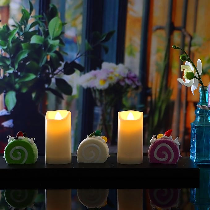 CANDLE CHOICE Waterproof Outdoor Battery Operated Flameless Candles with Auto Timer Flickering Plastic Resin Electric LED Slim Pillar Lights for Lantern Patio Garden Wedding Decorations 2”x4” 2 Pack-VerdiqueGarden