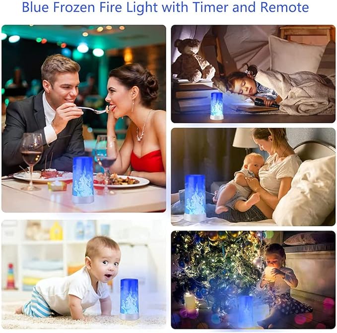 Led Flame Light,USB Rechargeable LED Fire Candles Outdoor Hanging Lamps with Remote for Home Party Halloween Christmas Decoration (Blue)-VerdiqueGarden