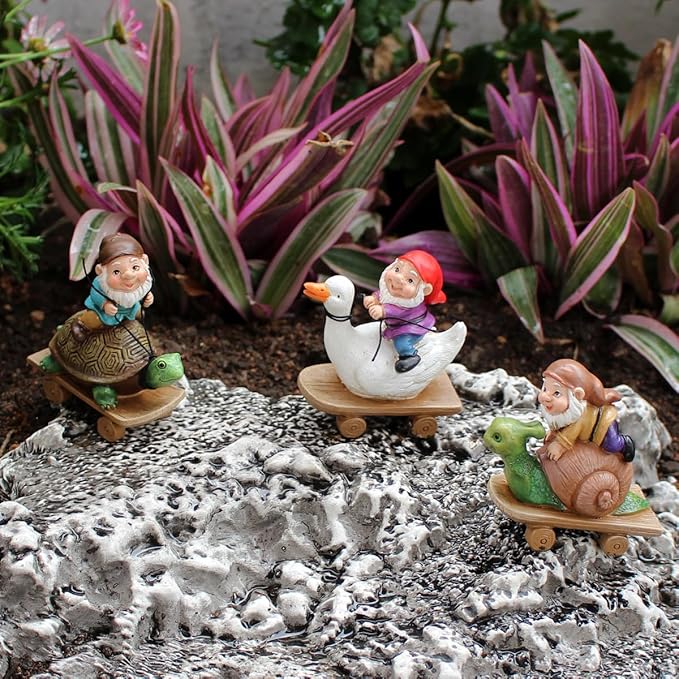 3 PCS Funny Garden Gnome Statues, Creative Resin Dwarf Sculptures, Outdoor Yard Decor, Gnomes Tree Faces for Lawn, Patio, Porch, Miniature Fairy Garden Accessories, Novelty Gift for Indoor/Outdoor Use-VerdiqueGarden