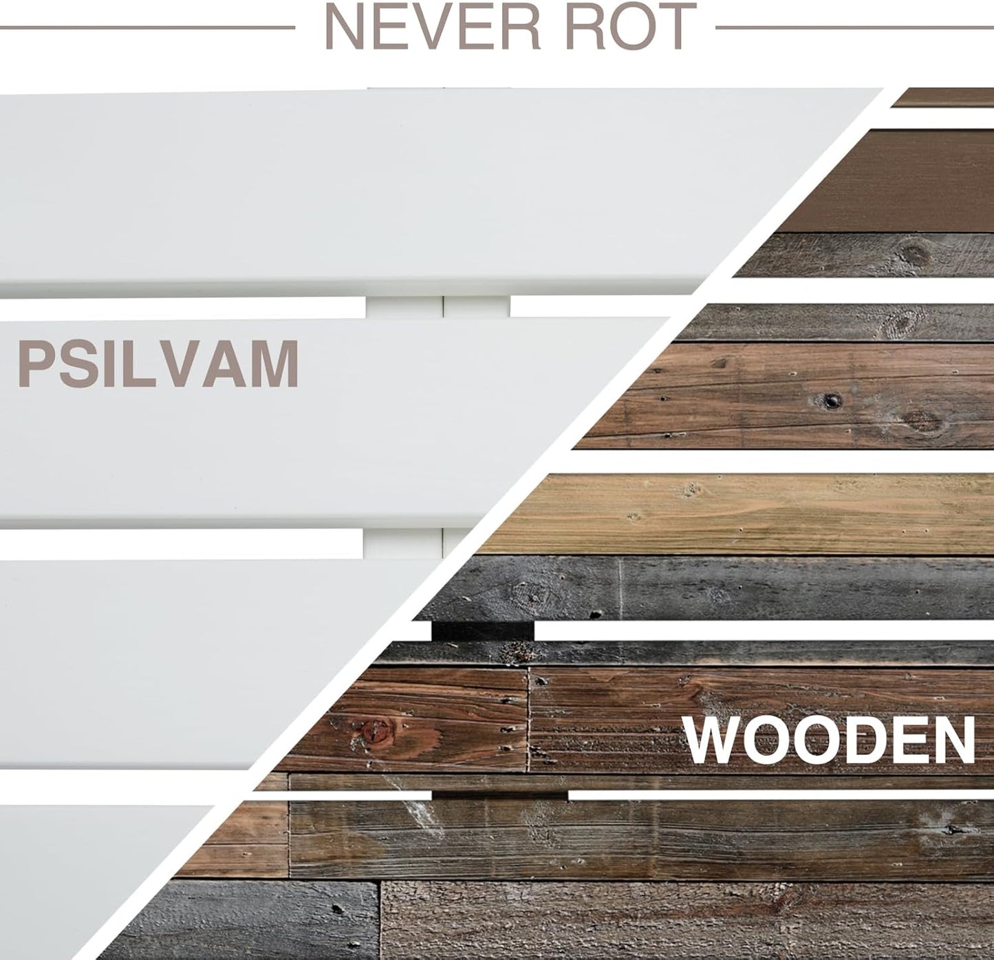 Psilvam Outdoor Bench, Two Person Poly Lumber Porch Bench, Weatherproof Garden Bench That Never Rot and Fade, All-Weather Patio Bench Suit for Garden, Porch, and Park (White)-VerdiqueGarden