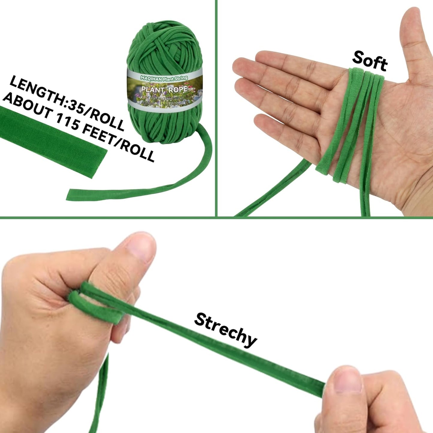 2 Pack Garden String - Plant Ties, Garden Twine, Gardening Tape, Tree Support, Stretchy Trap for Trees,Flowers,Green Soft Ties for All Plants All Gardeners(35M/Roll,115FT)-VerdiqueGarden