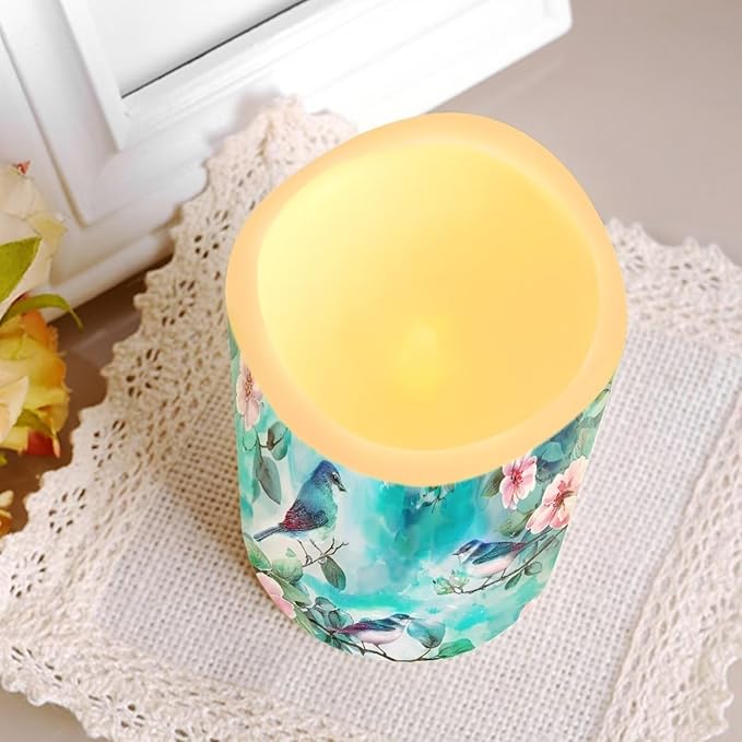 Ystardream Light Candles 4 Pack Battery Operated Color Changing Timer Remote Control Fake Pillar Tealights Beach Wedding Home Indoor Decor Modern Hummingbirds-VerdiqueGarden