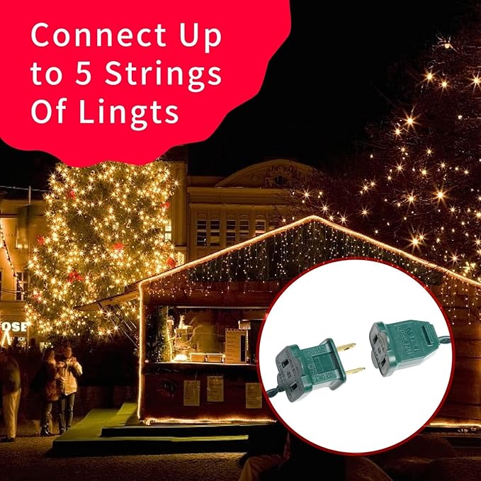 Ultra-Bright Connects End to End Yellow Christmas Mini Lights 300L 63.8Ft(2Sets-Each 150L) UL Listed Incandescent Bulb String Light for Indoor Outdoor Holiday Garden Christmas Tree Decor-VerdiqueGarden