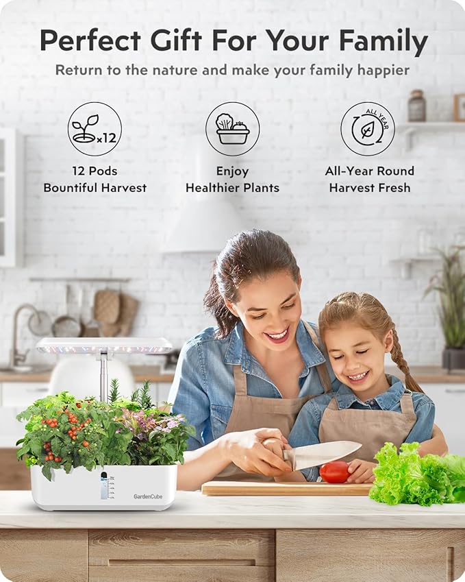 Hydroponics Growing System Garden: 12 Pods Indoor Herb Garden with Grow Light Plants Germination Kit Quiet Automatic Hydroponic Height Adjustable - Gardening Gifts for Women-VerdiqueGarden