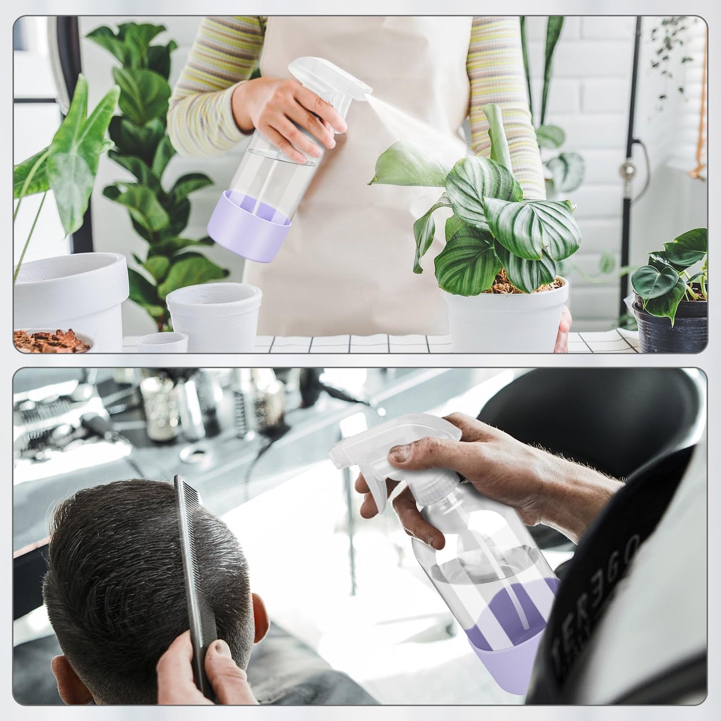 Glass Spray Bottles with Silicone Sleeve Protection, Empty 16 oz Refillable Containers, Reusable Spray Bottles with Adjustable Nozzle for Hair, Cleaning Solutions, 3 Pack Purple-VerdiqueGarden