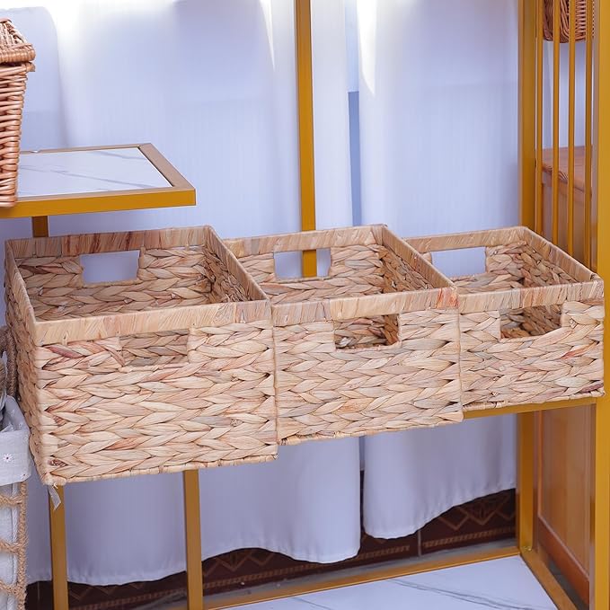 Storage Container, Natural Water Hyacinth Storage Bins Rectangular Basket,Arts and Crafts.-VerdiqueGarden
