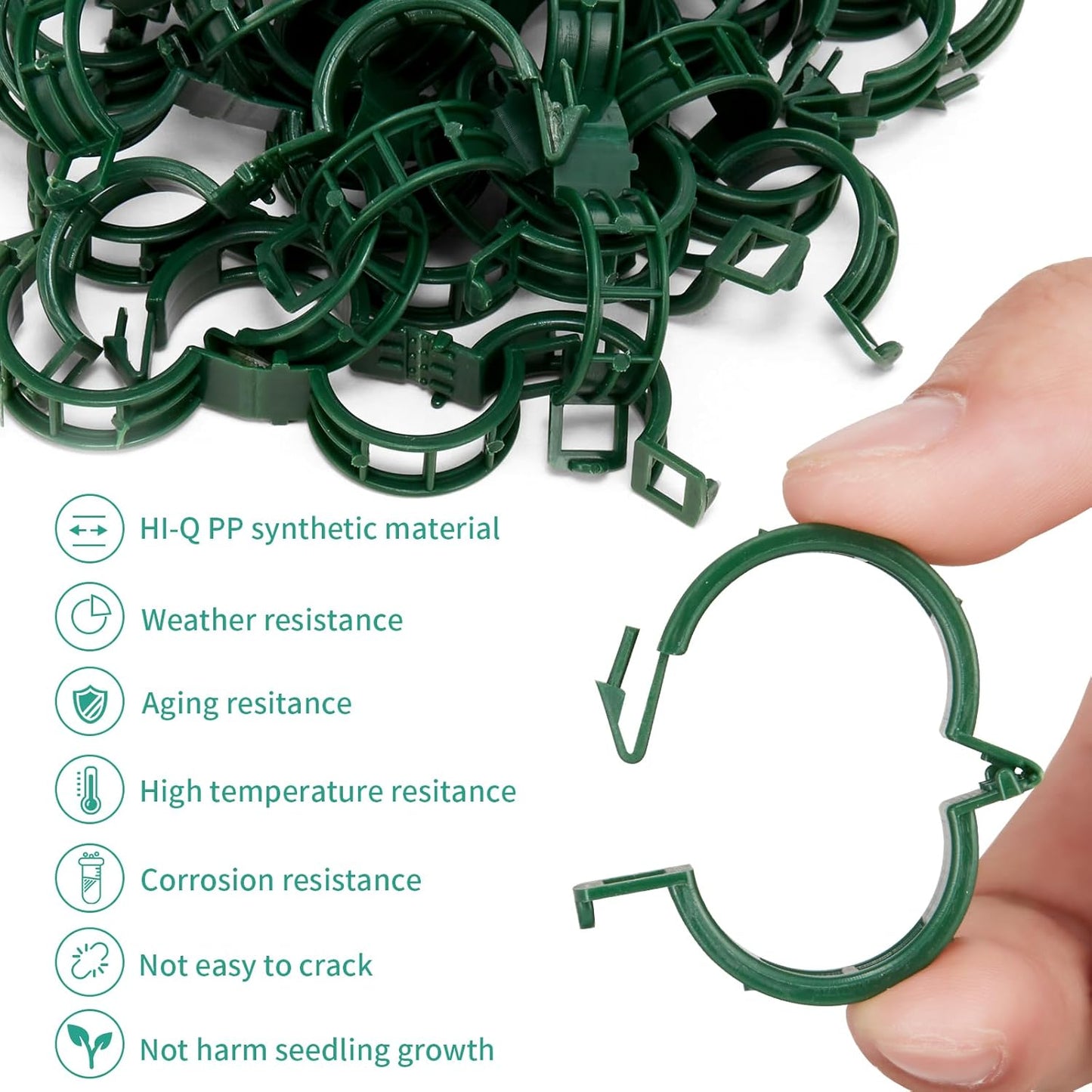 50 PCS Plant Support Clips, Tomato Vine Clips, Trellis Plastic Clips, Garden Vine Fixing Clips - for Tomato, Grape, Vegetables, Plant Stalks and Climbing Plants-VerdiqueGarden