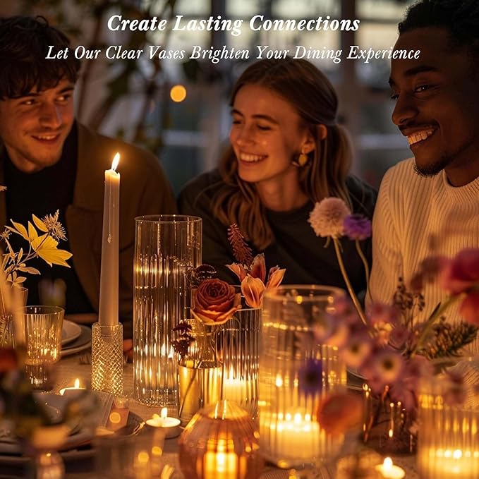 12pcs Glass Vase Cylinder Vases for Centerpieces Small Flower Glass Vases Bud Vases Home Decor Centerpiece Table Flower Vase Decorations for Office Beautification&Holiday 6 Inch Tall-VerdiqueGarden