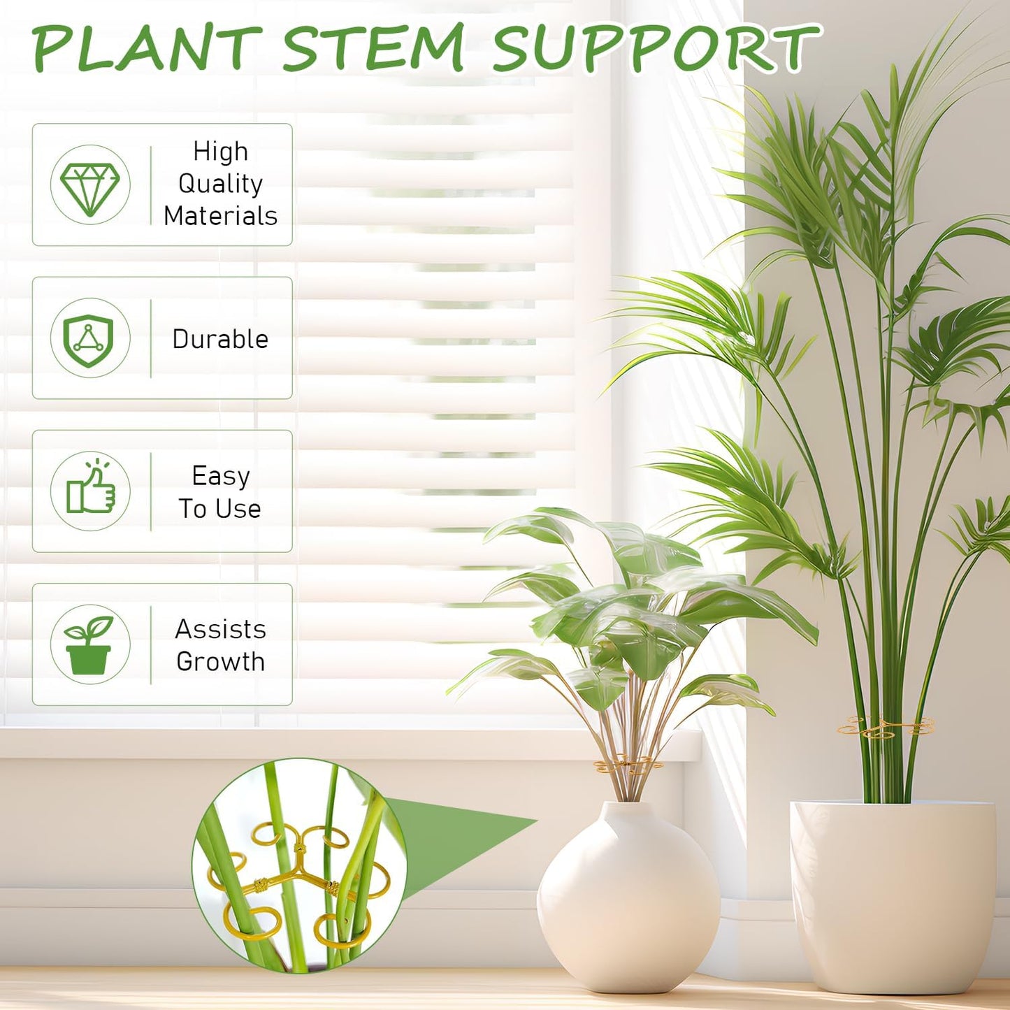 4-Pack Plant Stem Support, Plant Stabilizer for Indoor Plants, Monstera Plant Support System, Plant Stem Holder for Fixing Green Plants and Vines (B)-VerdiqueGarden