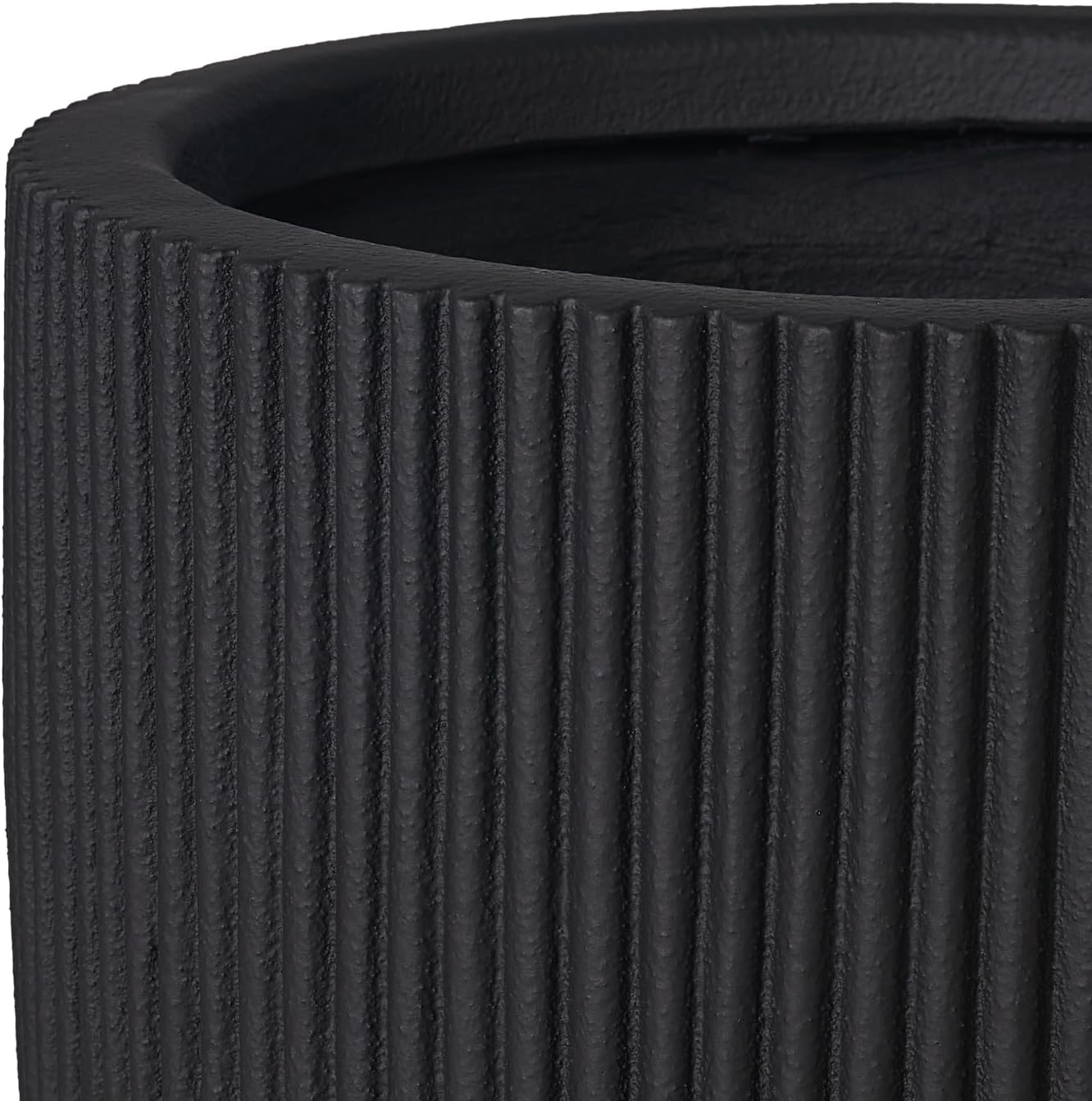 16 Inch Handmade Concrete Outdoor Planter - Classic Striped Design | Fiberglass & Composite Material | Durable for Commercial & Home Decor-VerdiqueGarden