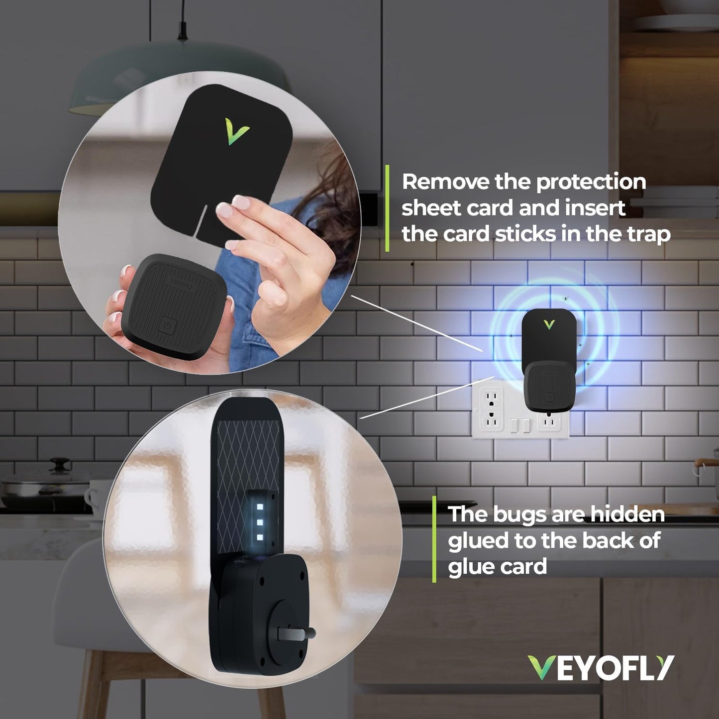 VEYOFLY Fly Trap Indoor Refill, Fruit Fly Traps for Indoors, Gnat Traps for House Indoor,Fly Catcher, Fly Trap,Plug in Catch for Fruit Flies,Moths,Gnats,Mosquito Trap (Pack of 5 Refills-Black)-VerdiqueGarden