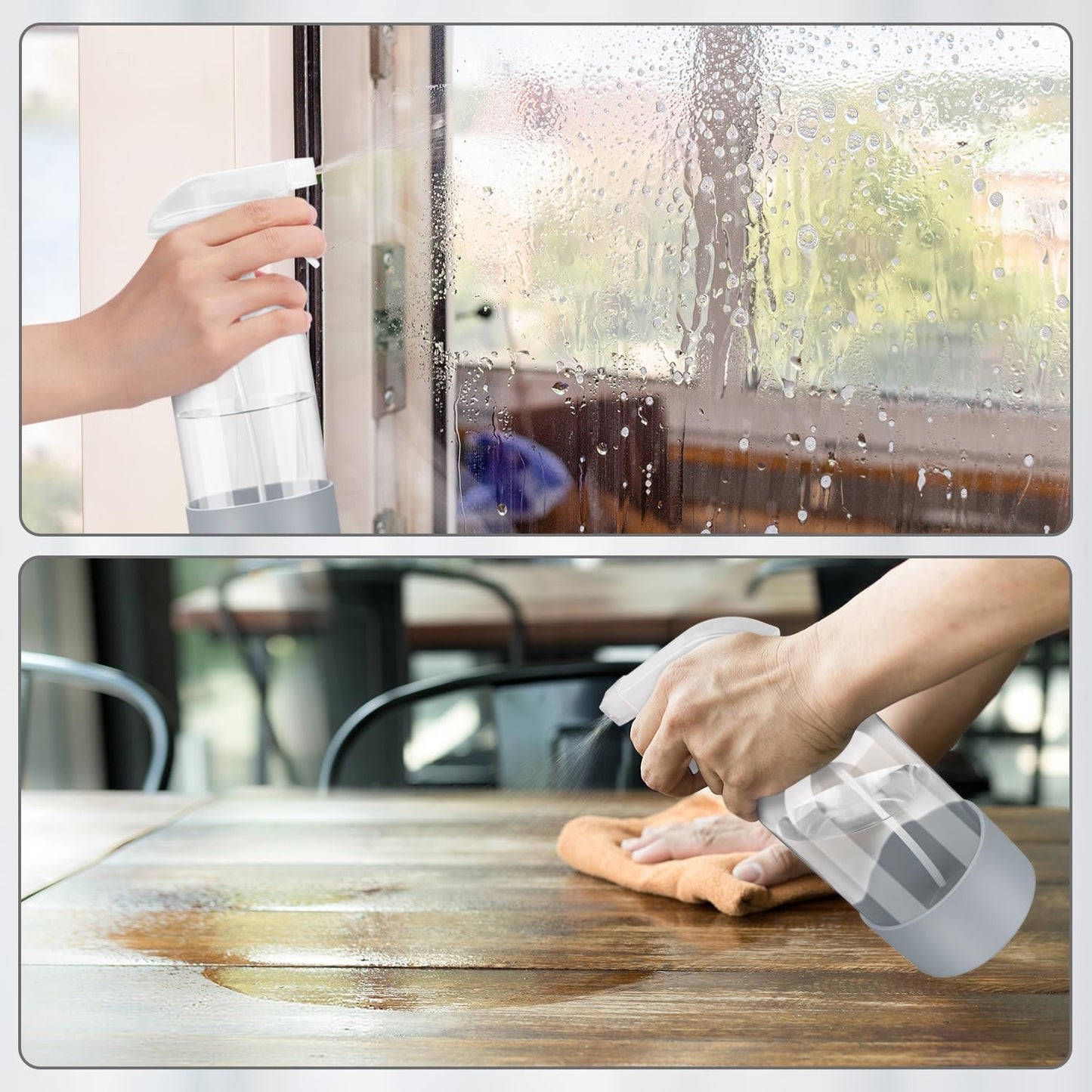 Glass Spray Bottles with Silicone Sleeve Protection, Empty 16 oz Refillable Containers, Reusable Spray Bottles with Adjustable Nozzle for Hair, Cleaning Solutions, 3 Pack Grey-VerdiqueGarden