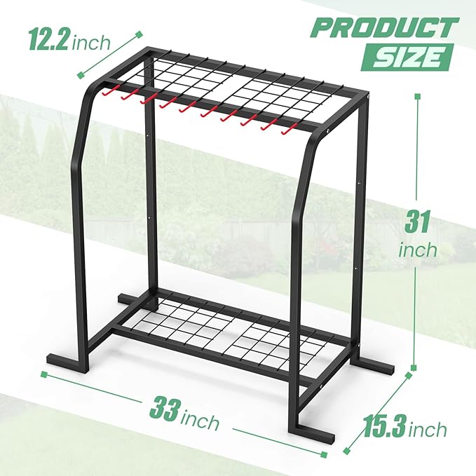 Trieez Extra Large Garden Tool Organizer for Garage, NEVER FALL OVER - Yard Tool Organizer Garage for Organization and Storage, Tool Rack for Shed, Outdoor, Tool Stand-VerdiqueGarden