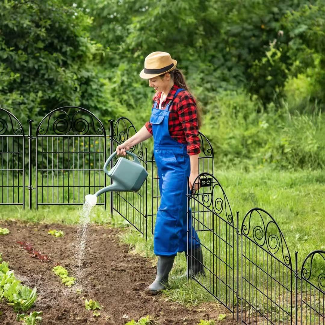 Tall Garden Animal Barrier Fence With Gate,40 in(H)×27 in(L) 12 Panels Dog Digging Fence Barrier, Black Metal Temporary Fences, Reusable Defense Fencing For Outdoor Yard. Total 26.2 Ft│Patented-VerdiqueGarden
