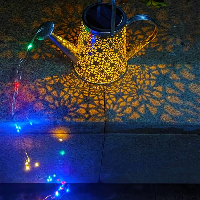 VOOKRY Solar Watering Can Lights, Outdoor Large Hanging Lantern Waterproof, Multicolor Retro Metal Solar Lights for Patio Yard Porch Lawn Garden Christmas Decor Gifts for Mom Women Grandma Birthday-VerdiqueGarden